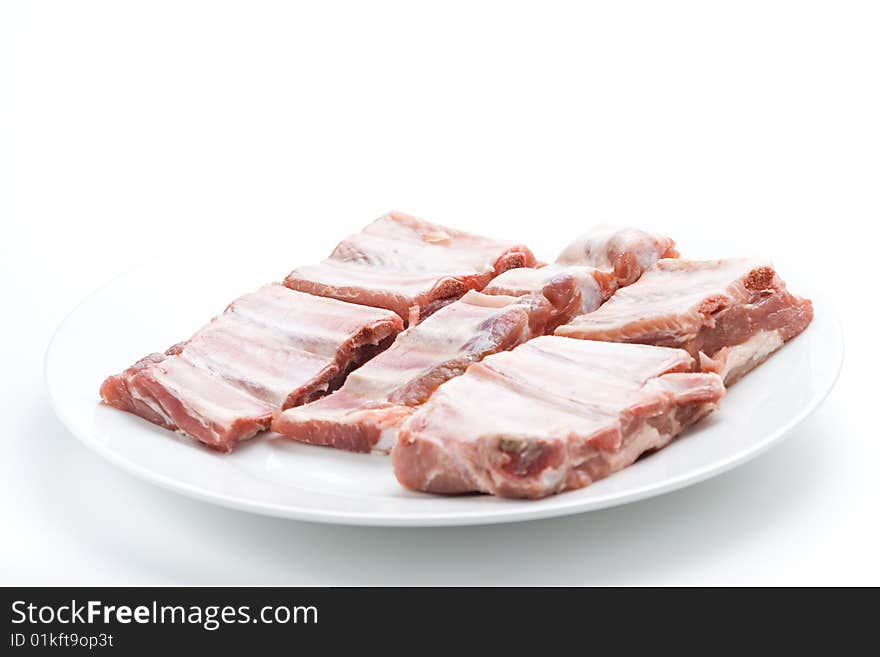 Fresh american ribs oregano bbq sausace isolated. Fresh american ribs oregano bbq sausace isolated