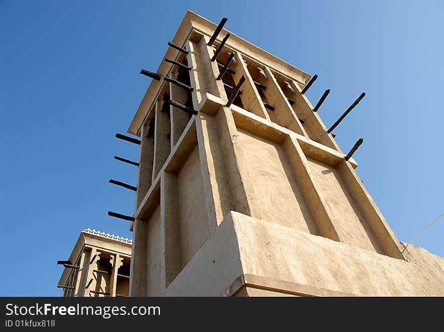 An ancient wind tower in dubai museum