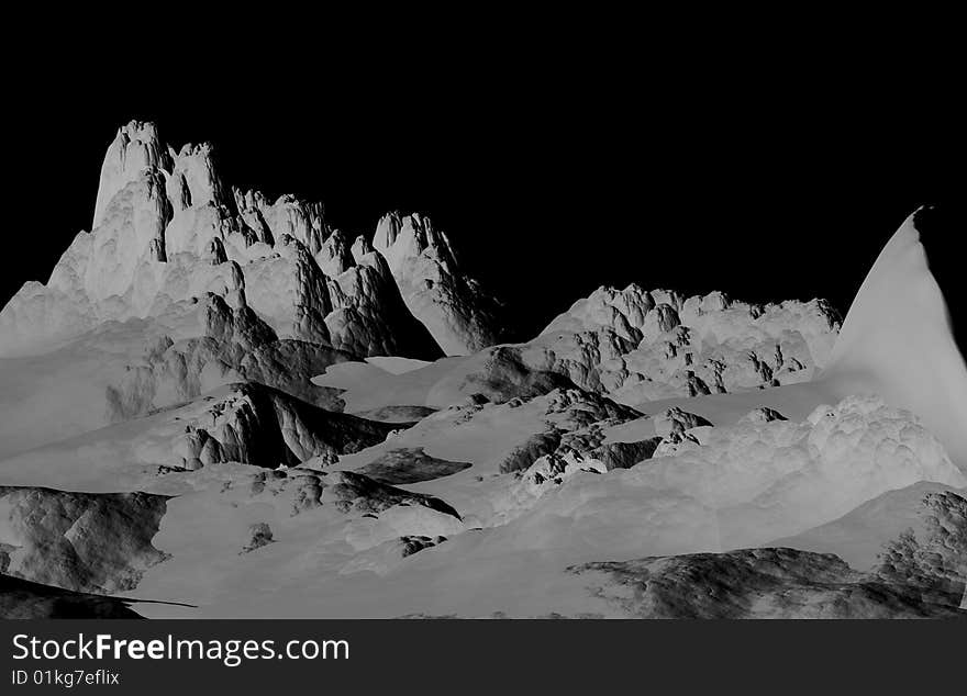 Terrain against black background