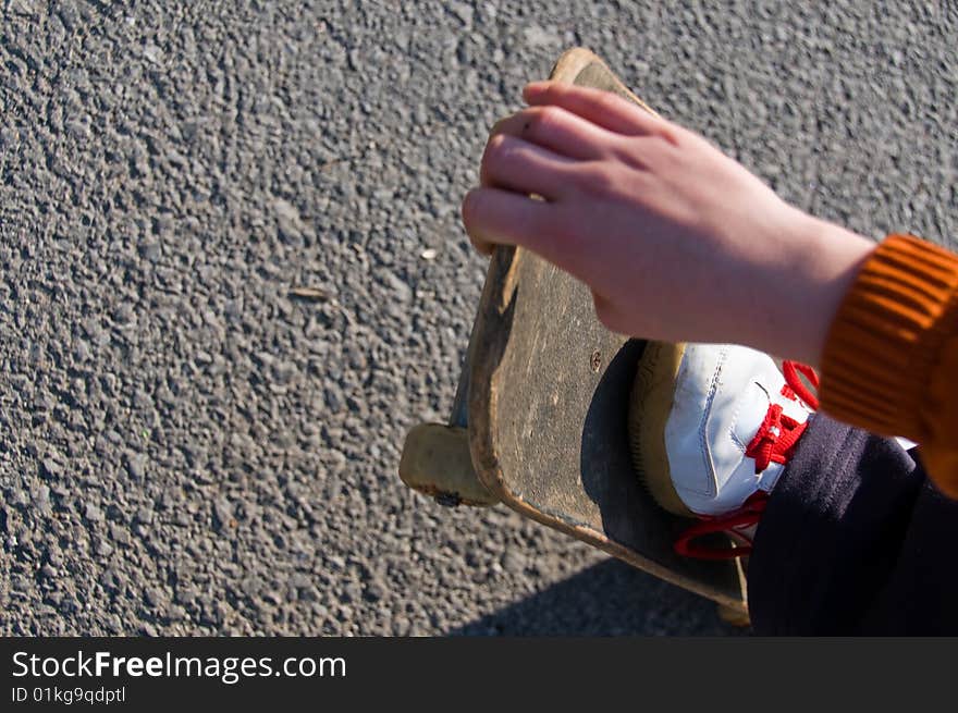 Teenager skateboarding