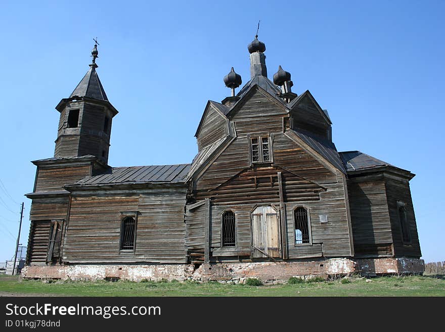 Old wooden village church during the summer. Old wooden village church during the summer