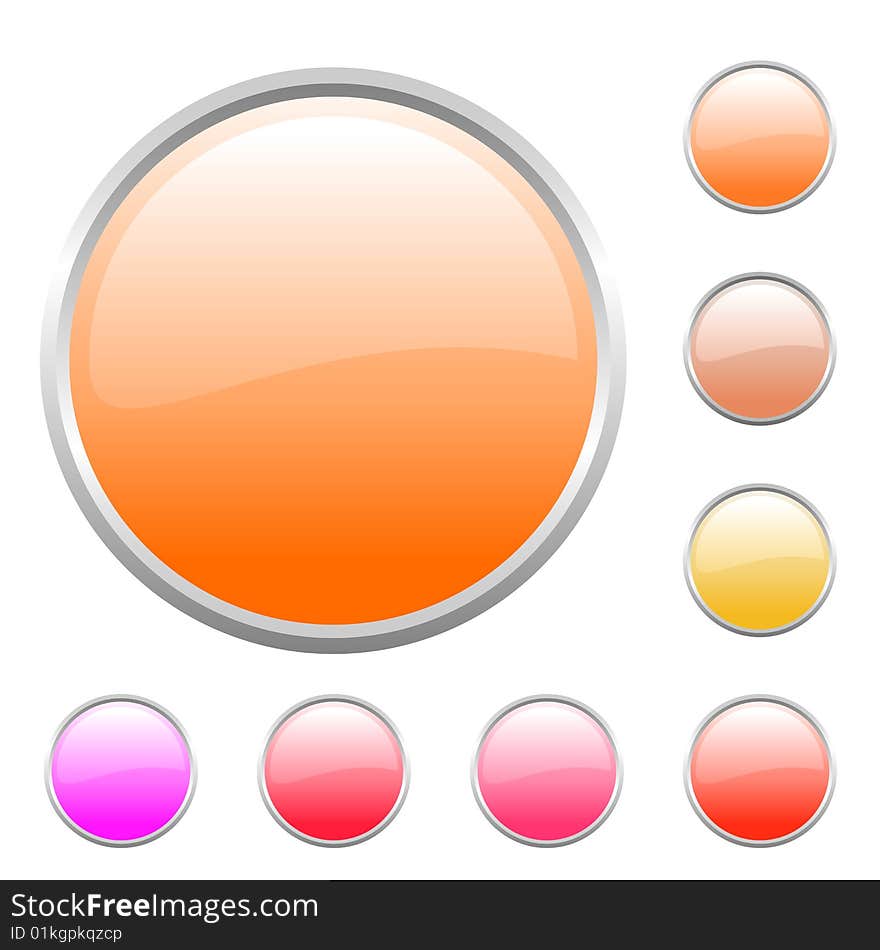 Vector illustration of modern shiny round buttons set