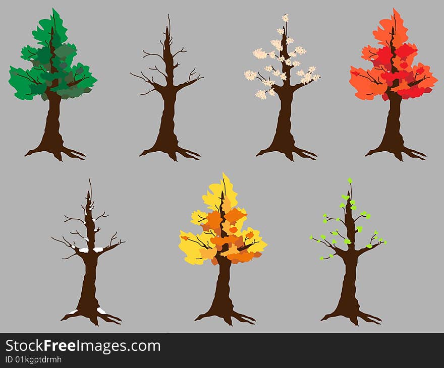 Tree. Seasons. AI file attached.