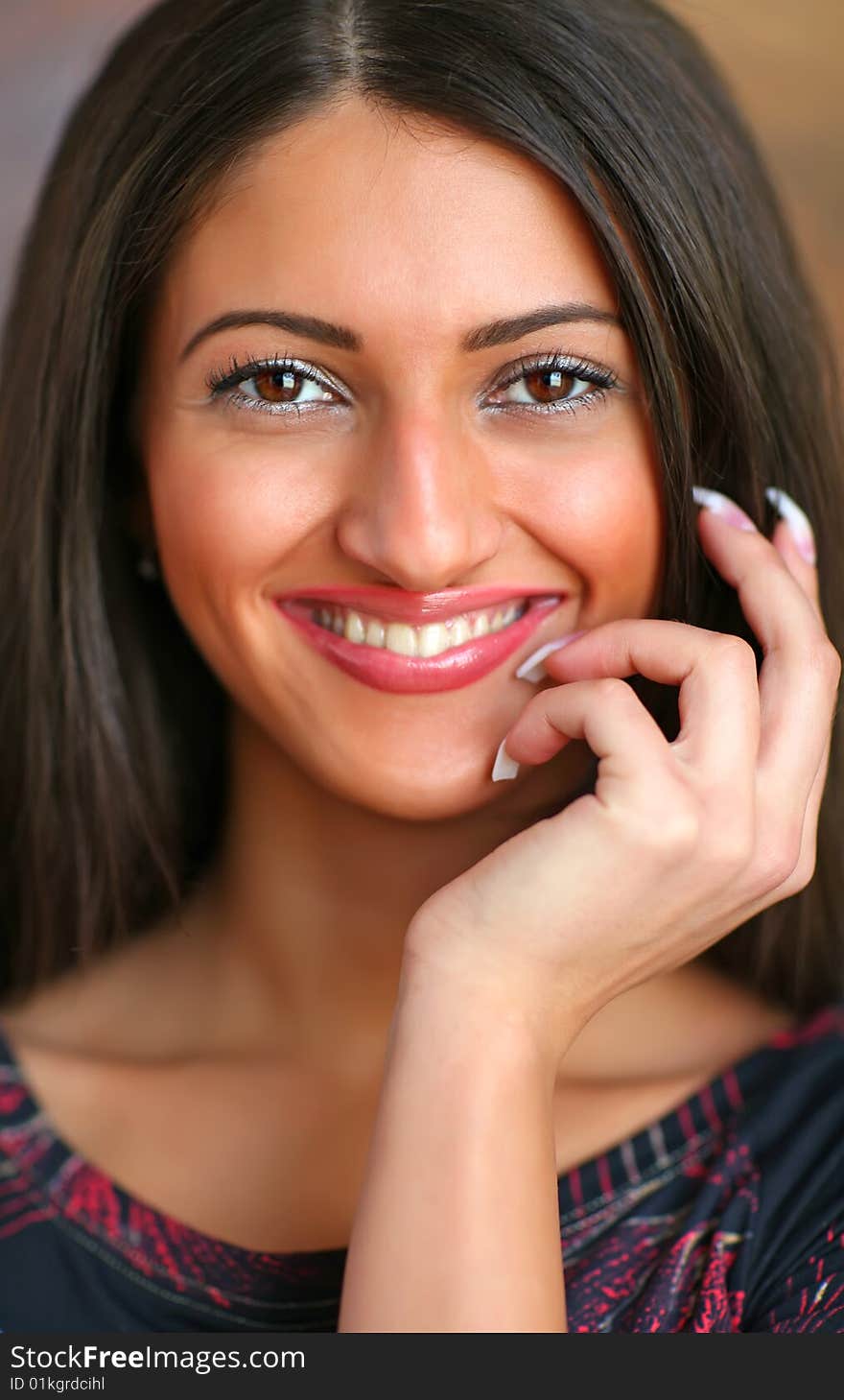 Portrait of the beautiful smiling woman with a white teeth. Portrait of the beautiful smiling woman with a white teeth