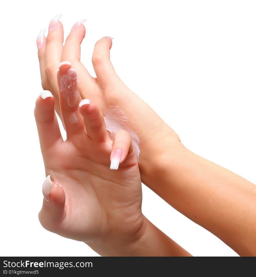 Beautiful female gentle brushes of hands with manicure, isolated on a white background, please see some of my other parts of a body images:. Beautiful female gentle brushes of hands with manicure, isolated on a white background, please see some of my other parts of a body images: