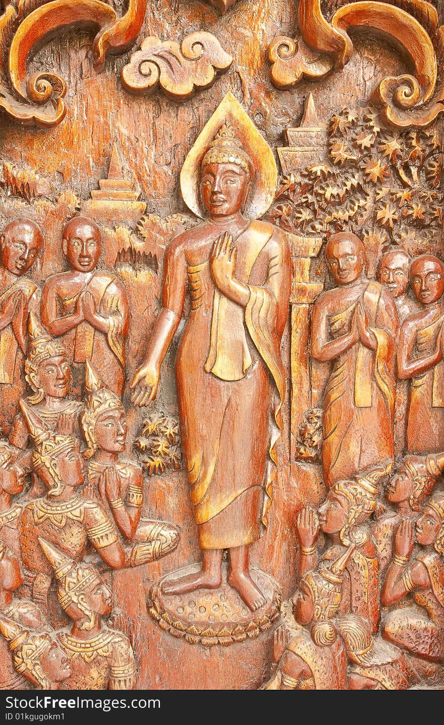 Traditional Thai style wood carving