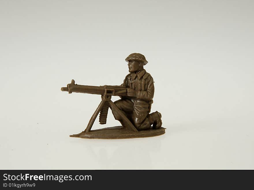 British toy soldier heavy machine gun operator