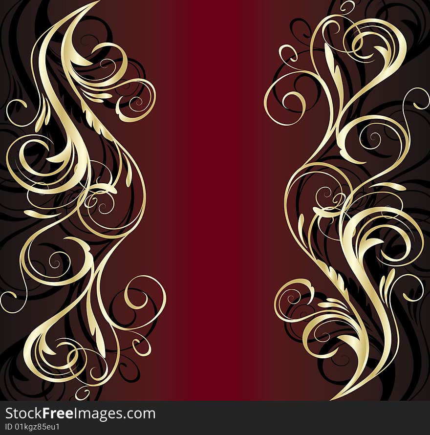 Golden floral background. vector illustration. Golden floral background. vector illustration.