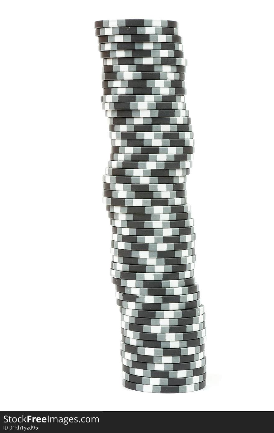 Stack of casino chips isolated over white background