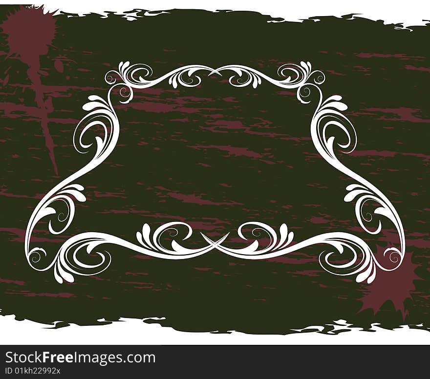 Grunge vintage frame with blots (vector)