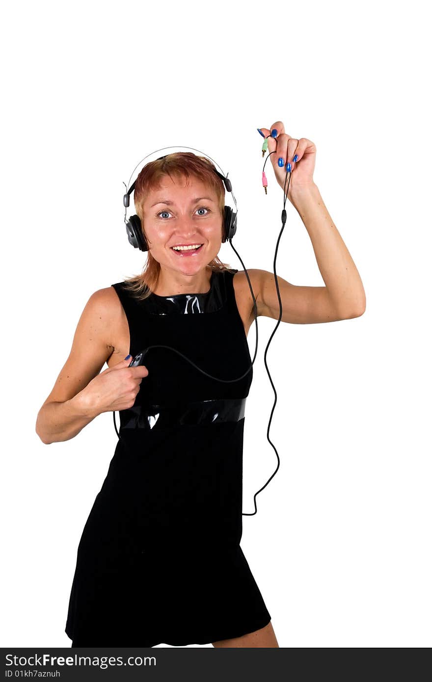 Smiling fashion girl with headphones