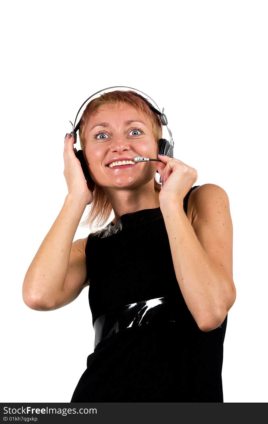 Smiling fashion girl with headphones