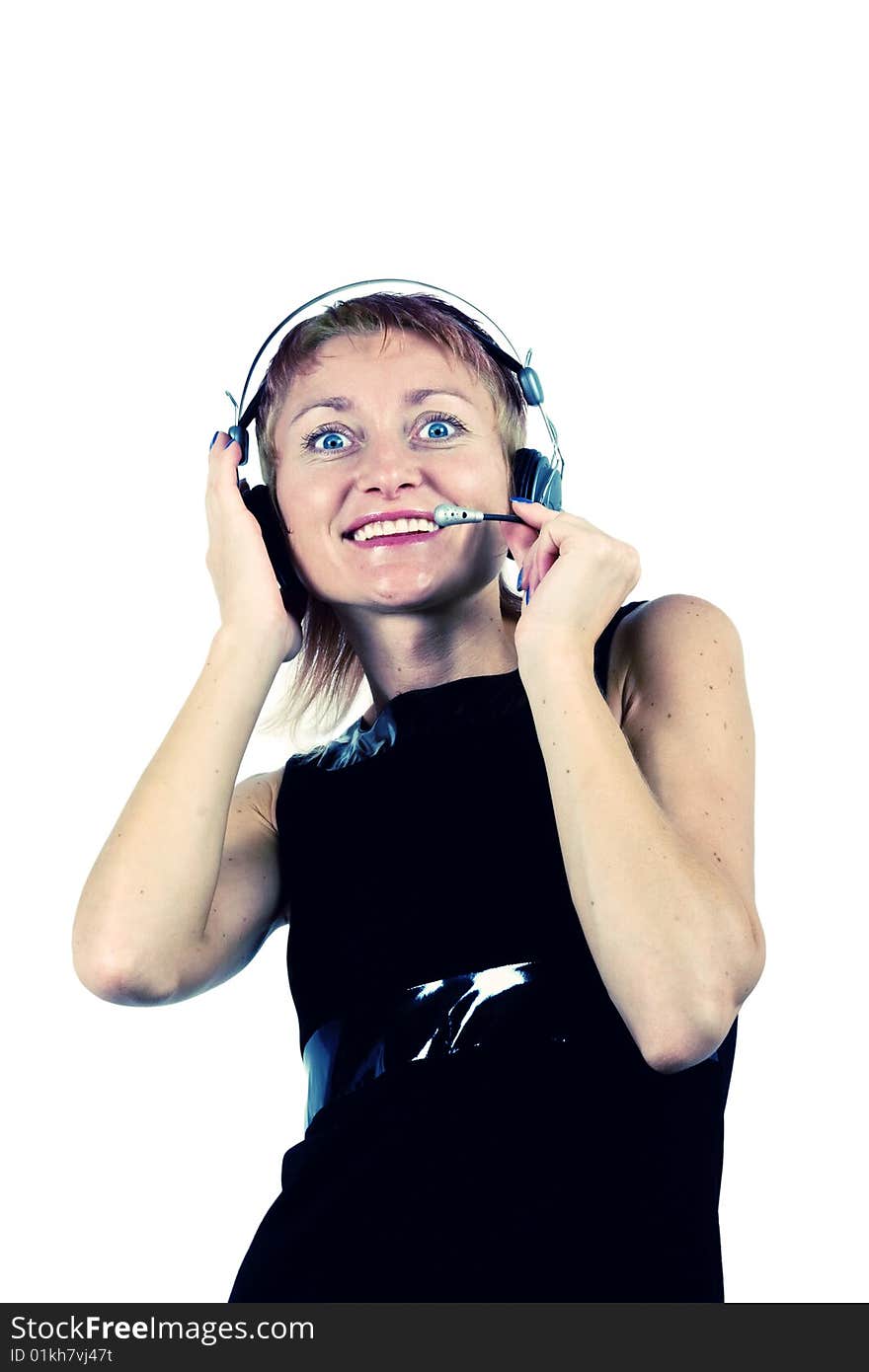 Smiling fashion girl with headphones