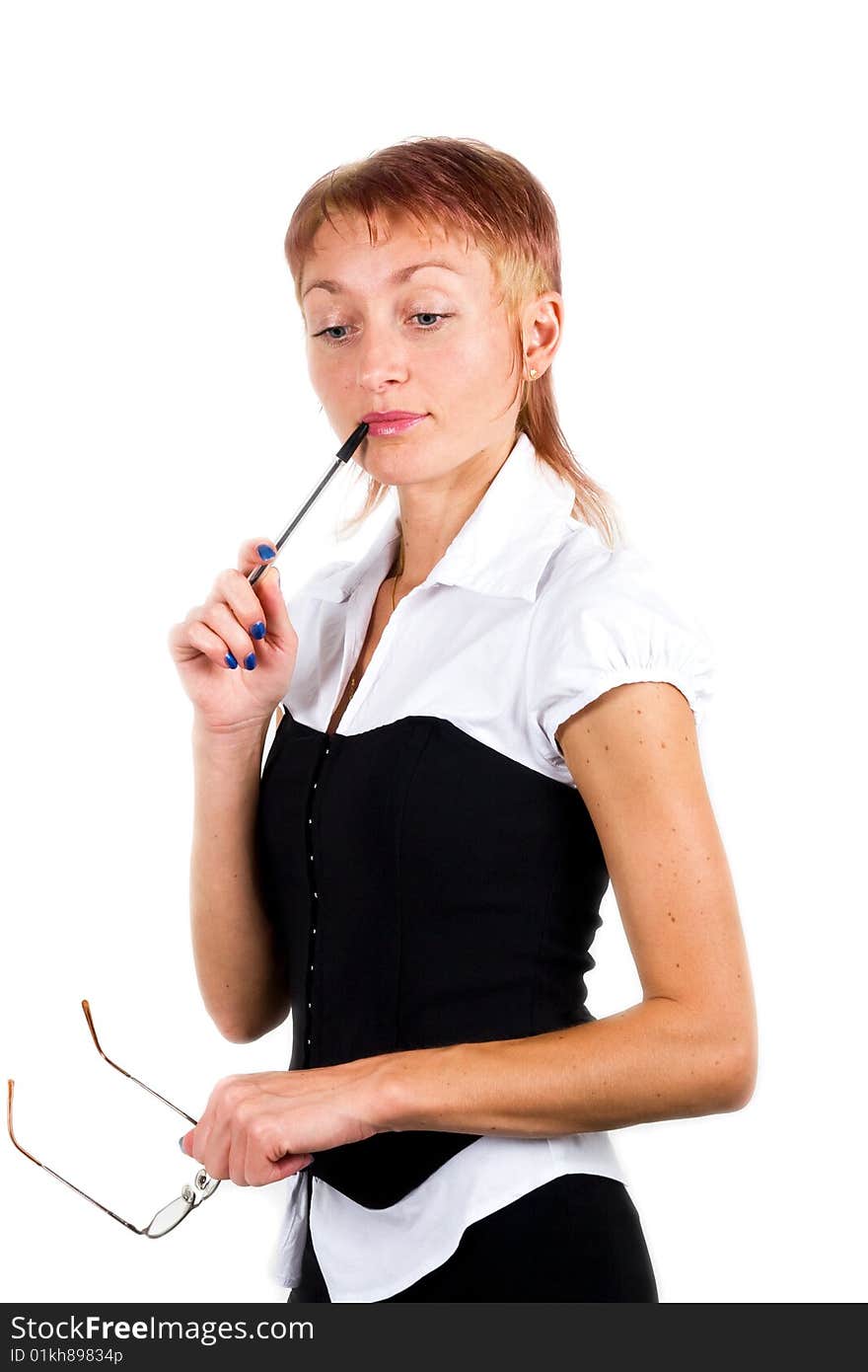 Business lady on white background