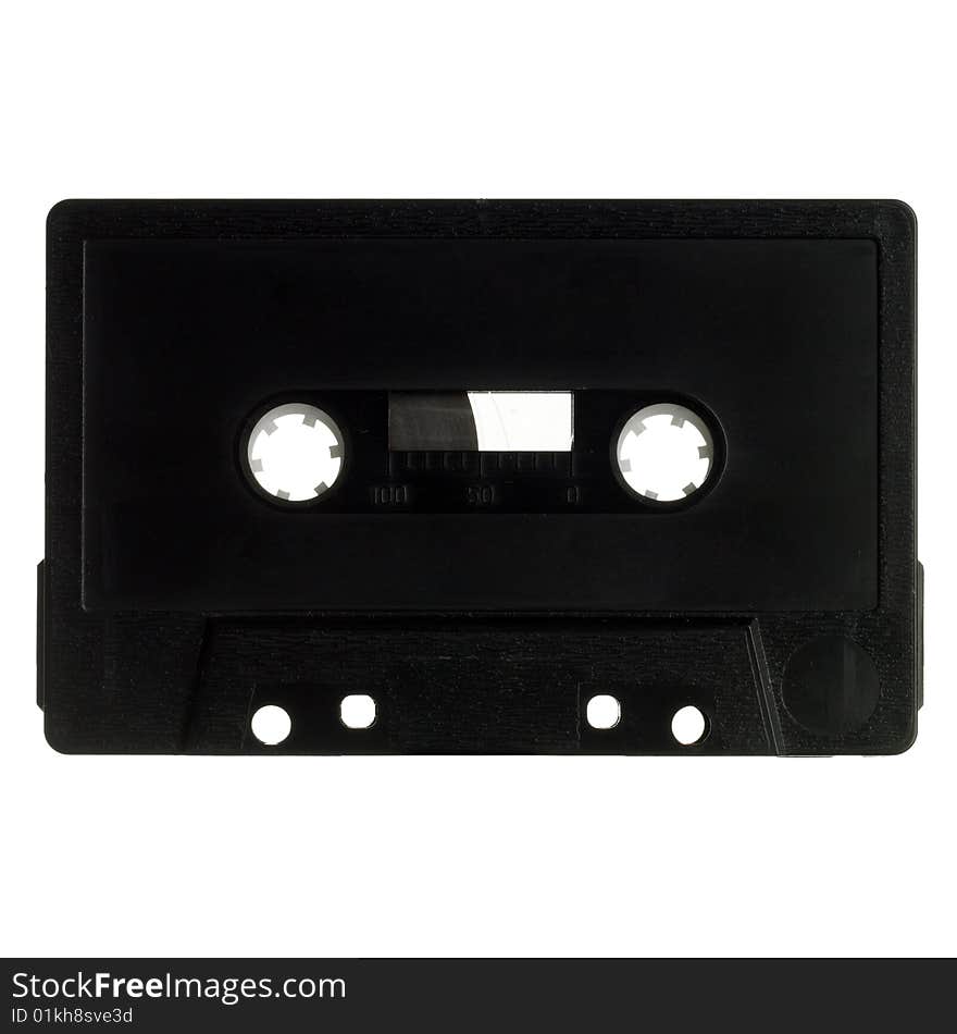 Old audio cassette isolated on white