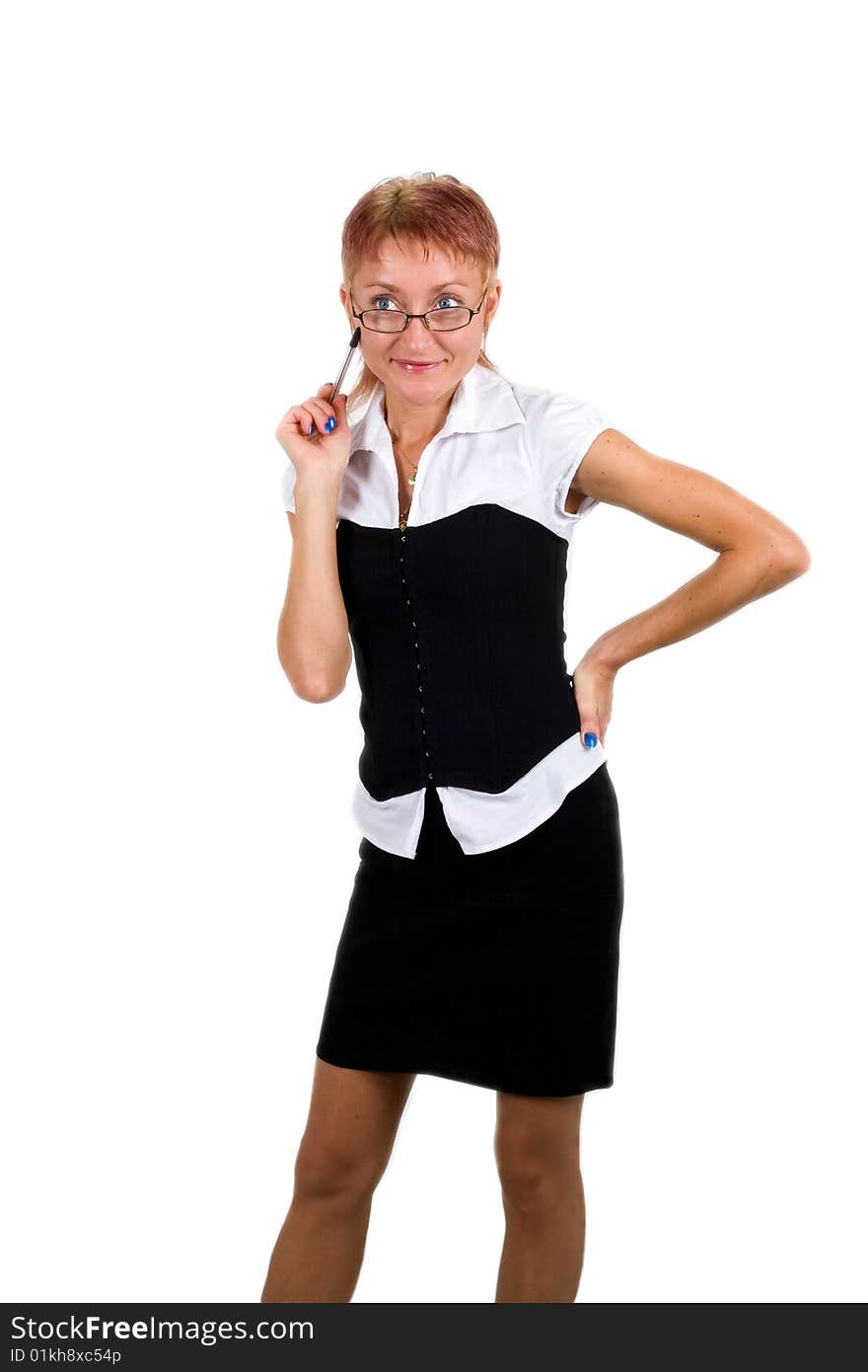 Business lady on white background