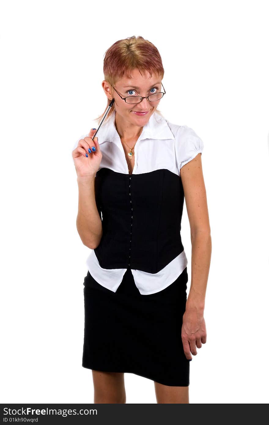 Business lady on white background