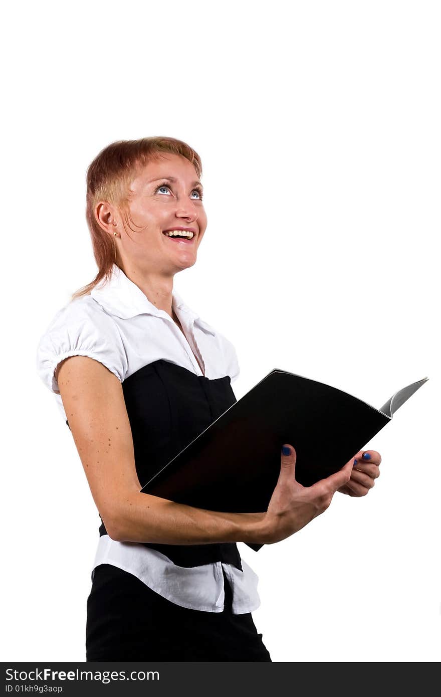 Smiling young teacher with book