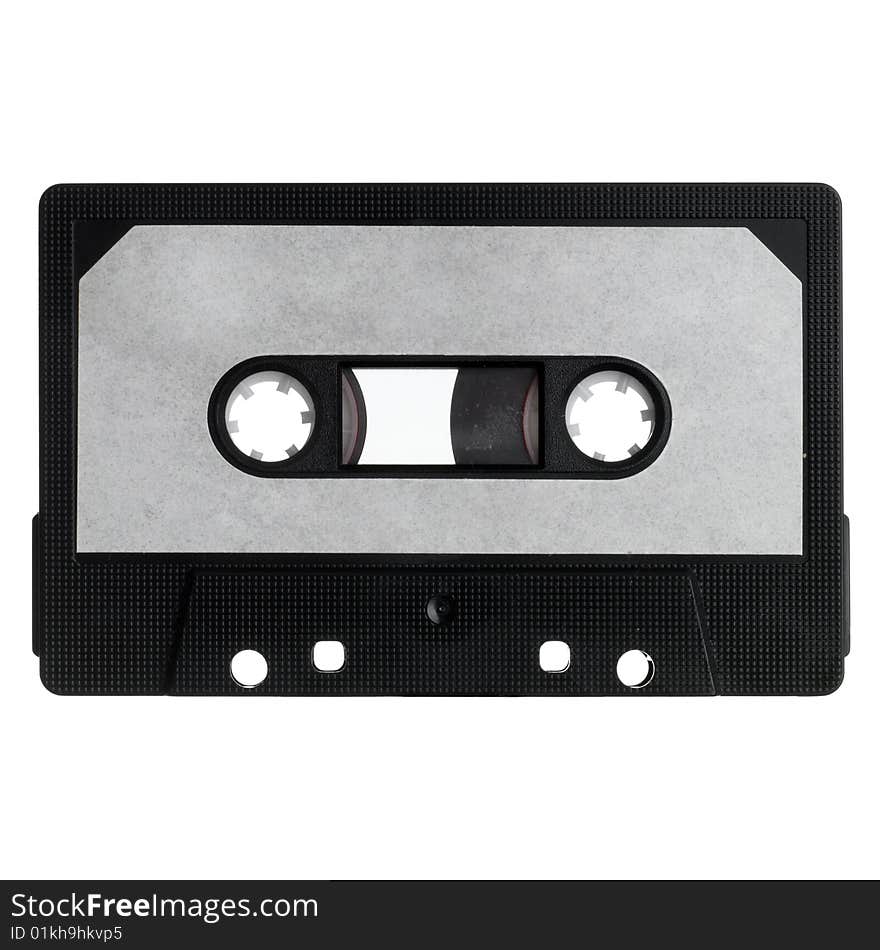 Old audio cassette isolated on white