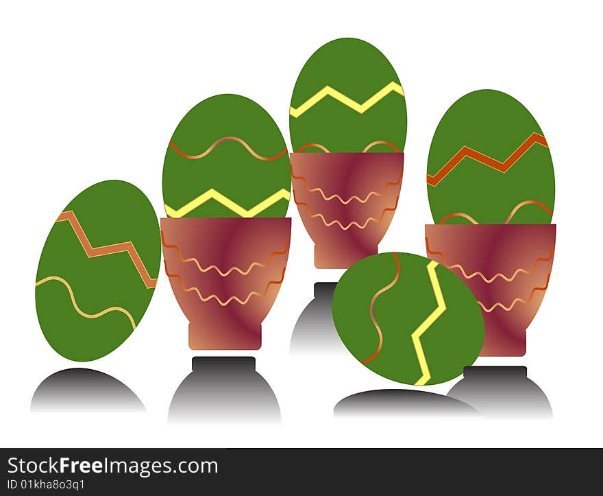 Easter eggs in green colors