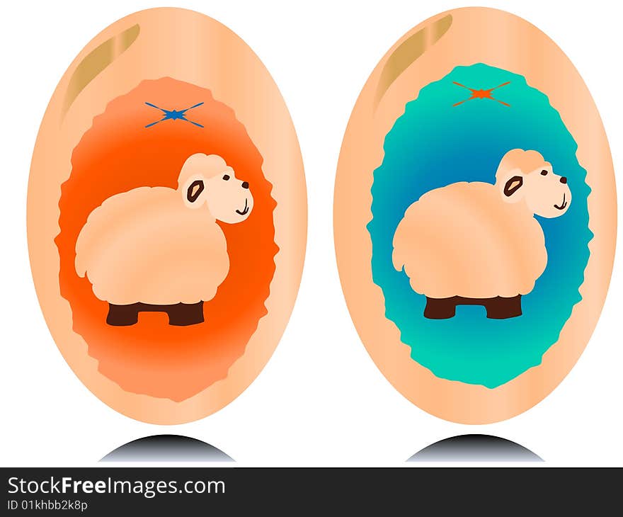 Easter eggs with sheep picture