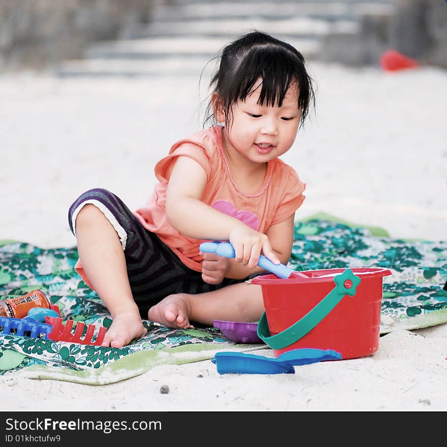 A beautiful little girl on the beach. A beautiful little girl on the beach