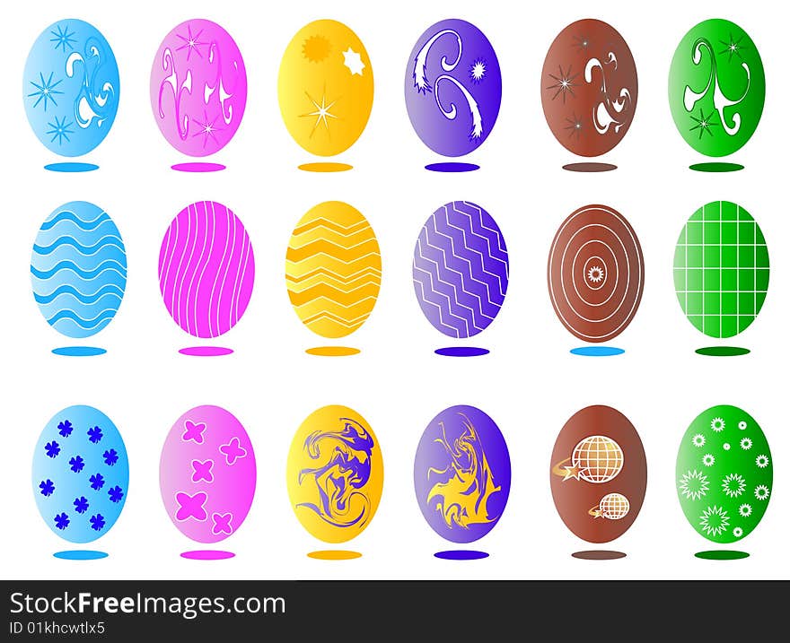 Easter eggs with ornament in amusing color