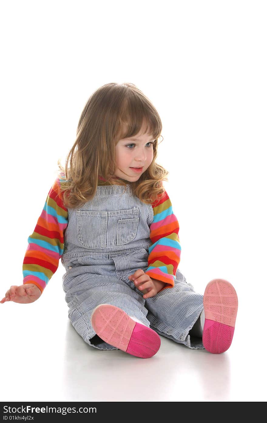 Beauty a little girl on white background