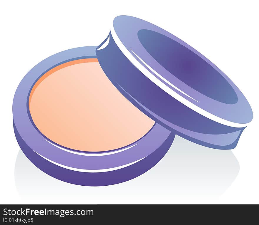 Cosmetic powder compact isolated on a white background. Cosmetic powder compact isolated on a white background.
