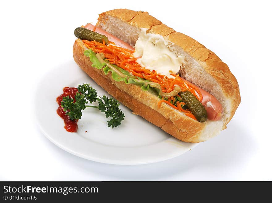 Fastfood hotdog hunger bread isolated