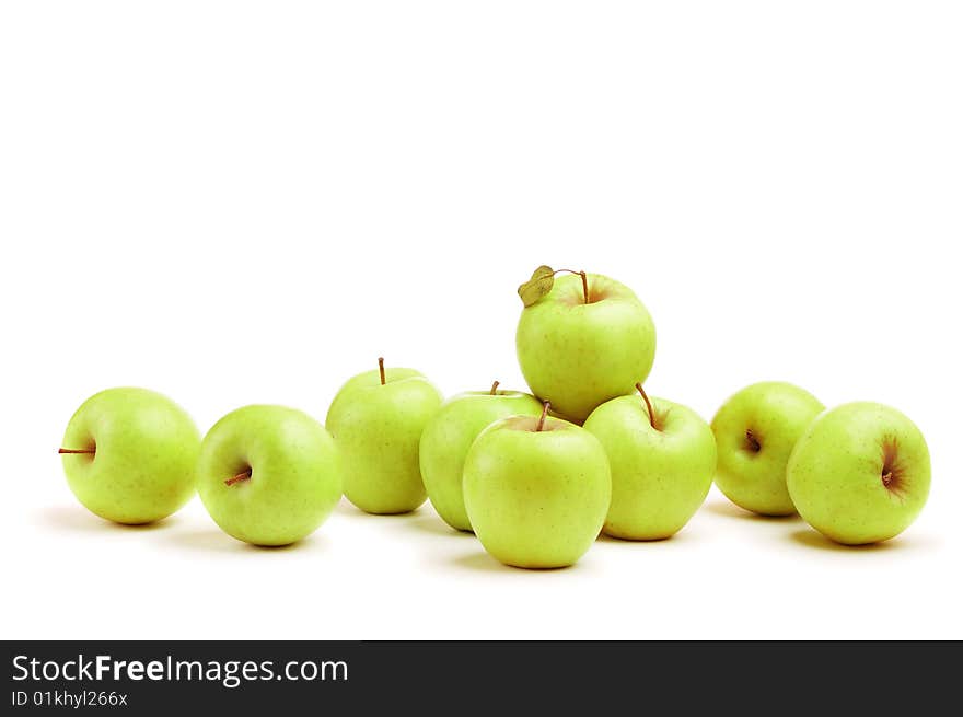 Pile of green apples, isolated