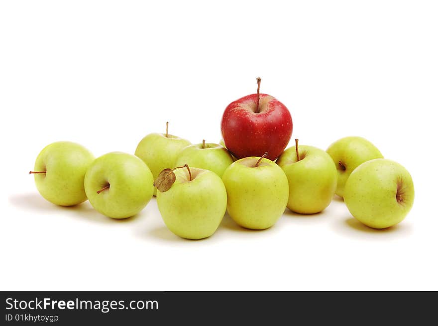 Green and red apples, isolated