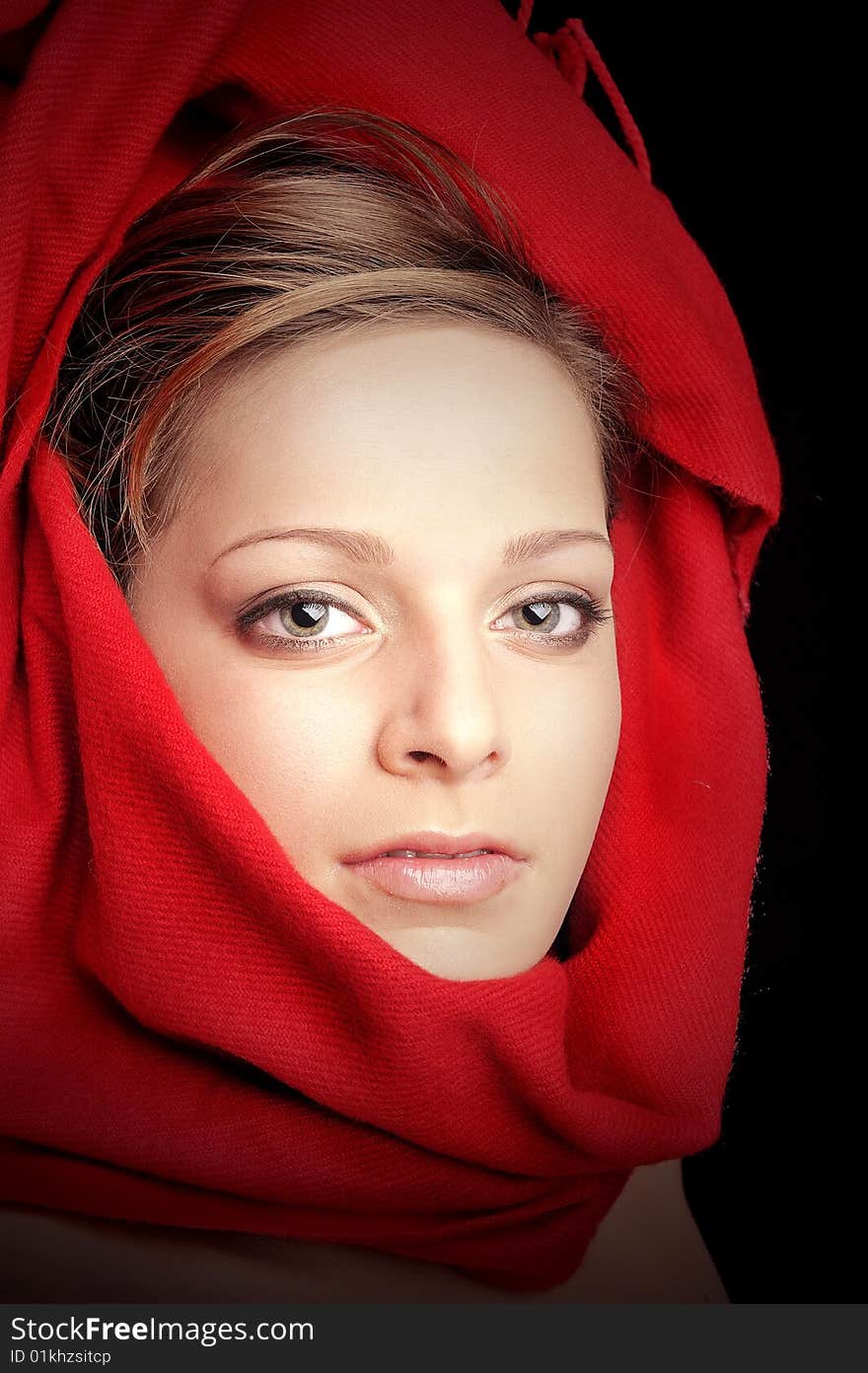 Beautiful girl with red color scarf