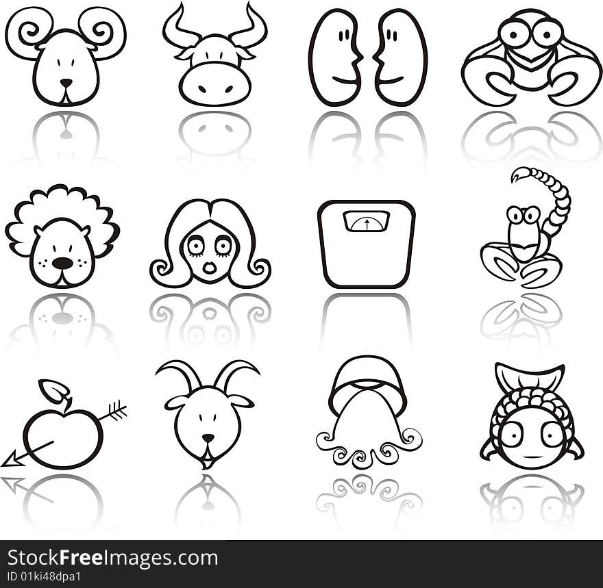 Isolated objects over white background. Vector. Isolated objects over white background. Vector.