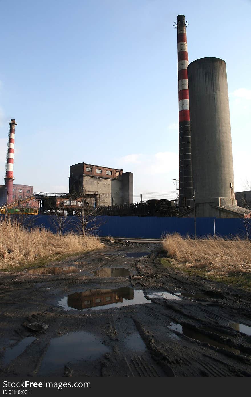 Some old factory in Poland, Silesia. Sunny evening.