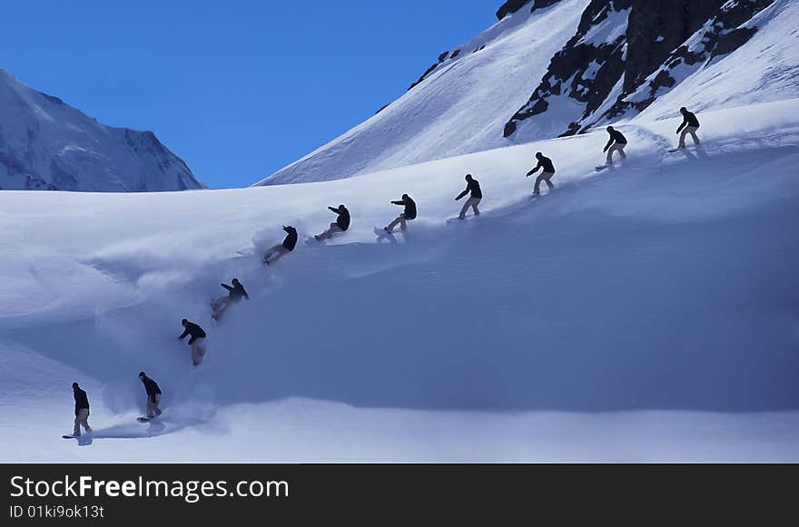 Snowboarder on a perfect powder day