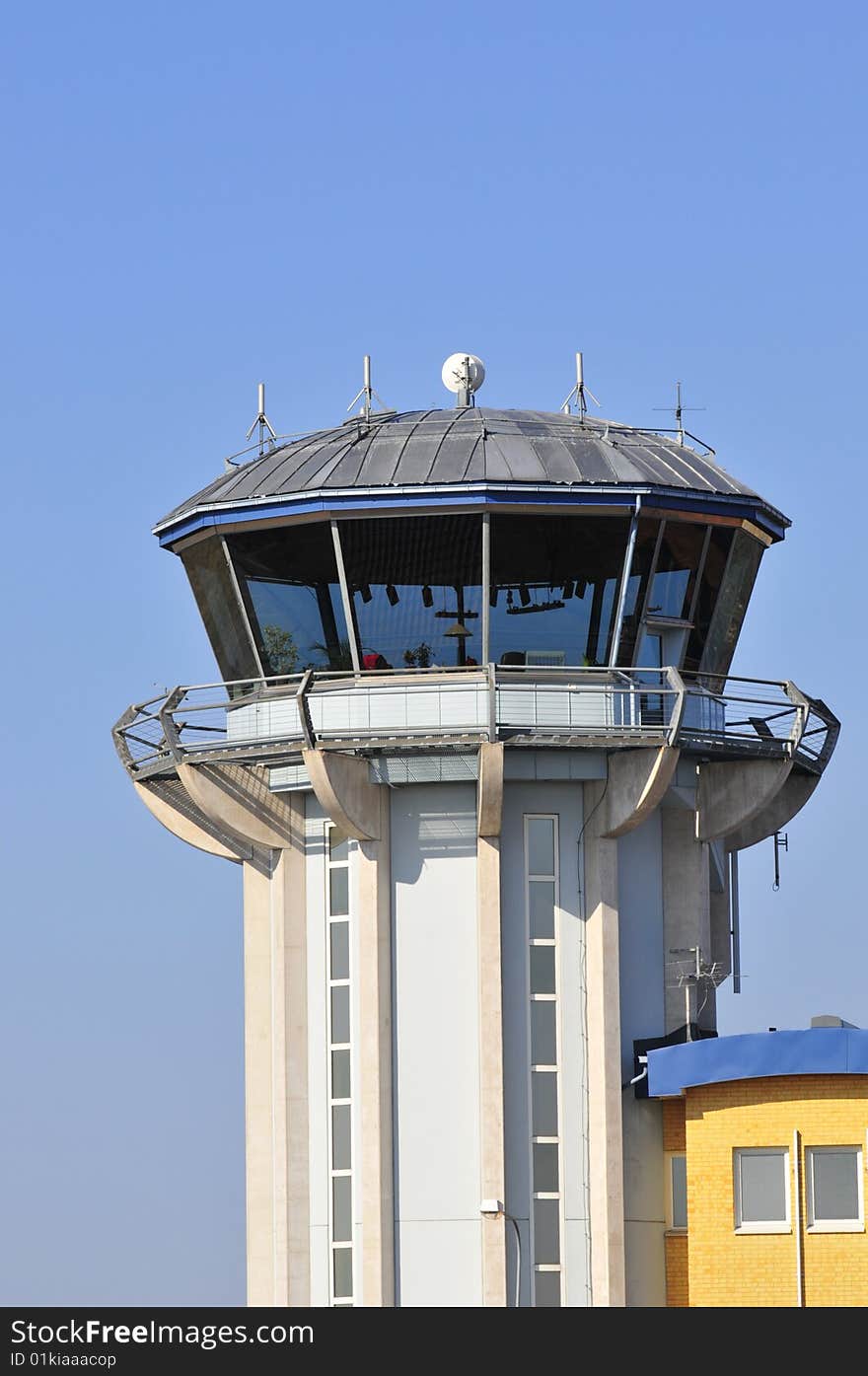 Communication tower at small town airport. Communication tower at small town airport