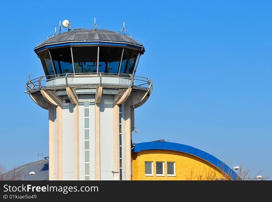 Communication tower at small town airport. Communication tower at small town airport