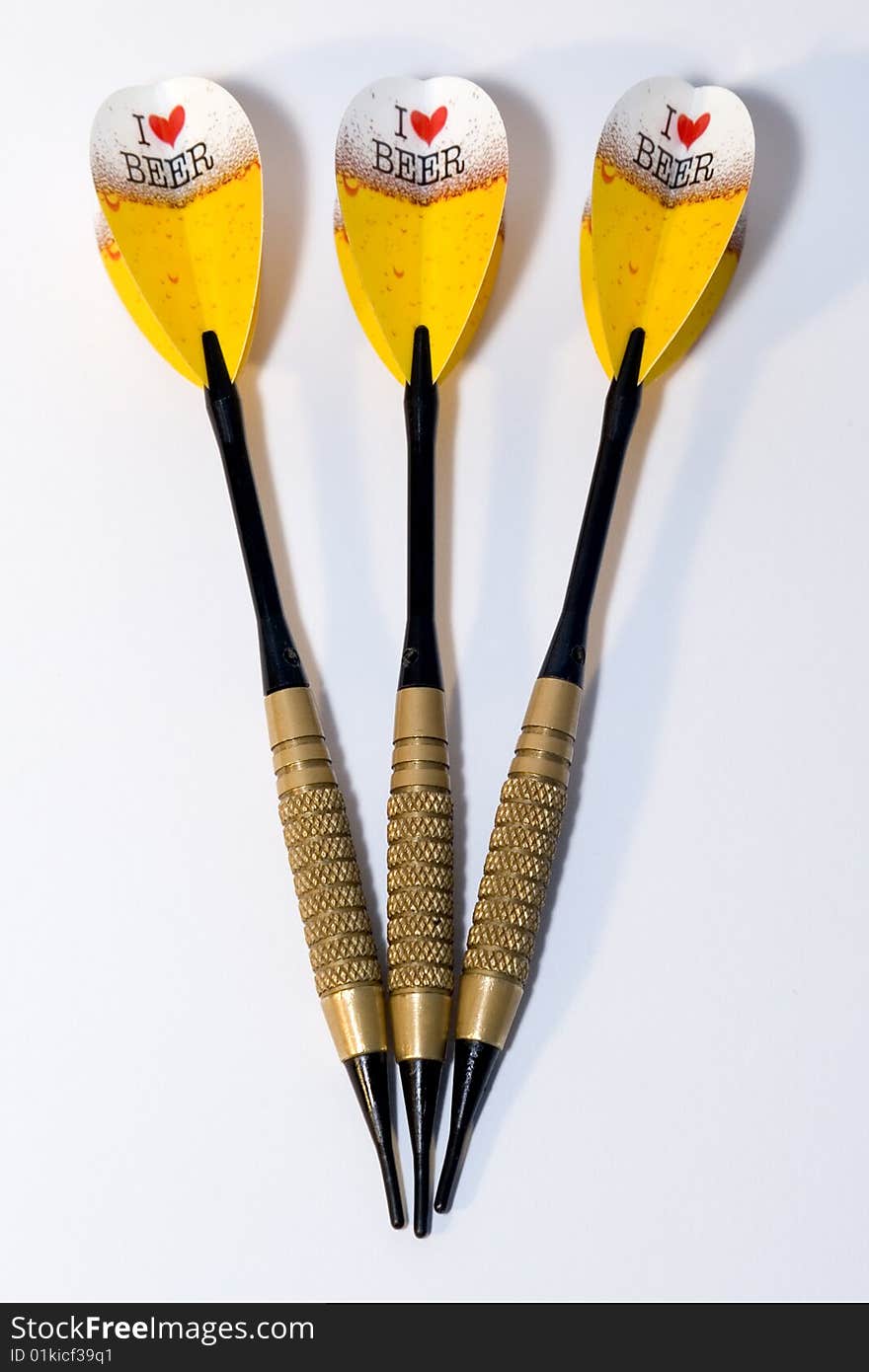 Three darts on white background