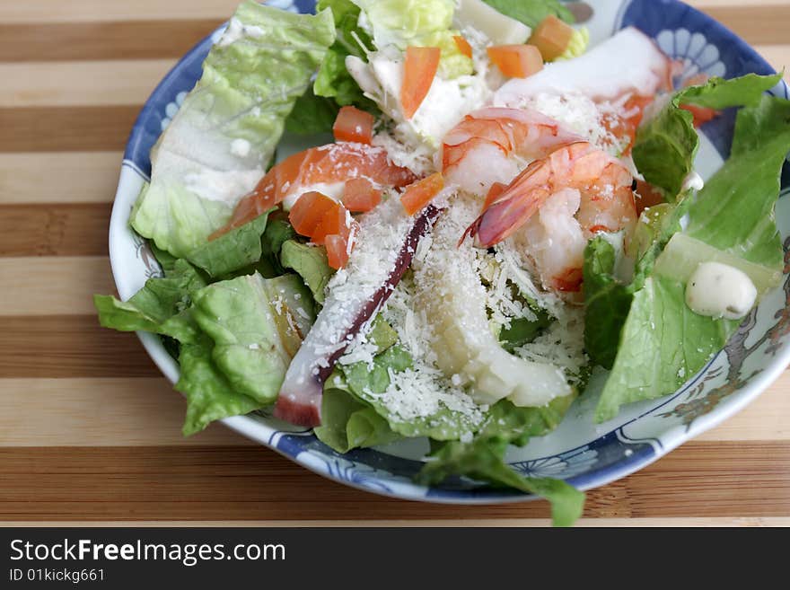 The Mediterranean salad in a Japanese restaurant