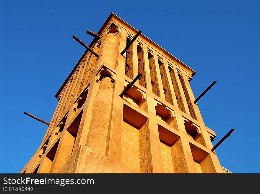 An ancient wind tower in dubai museum