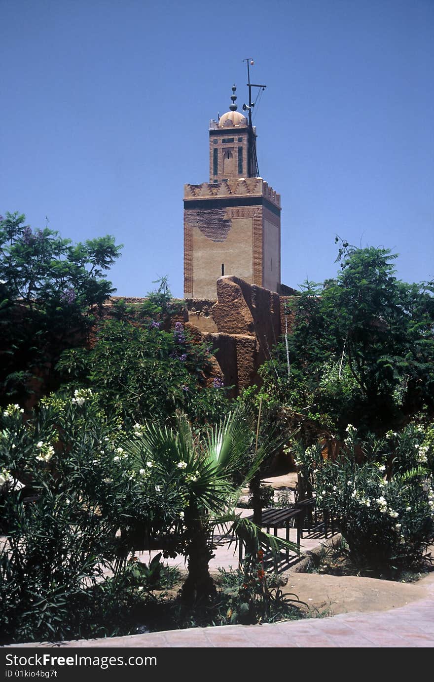 Tower of a mosque in Marrakesh,Morocco