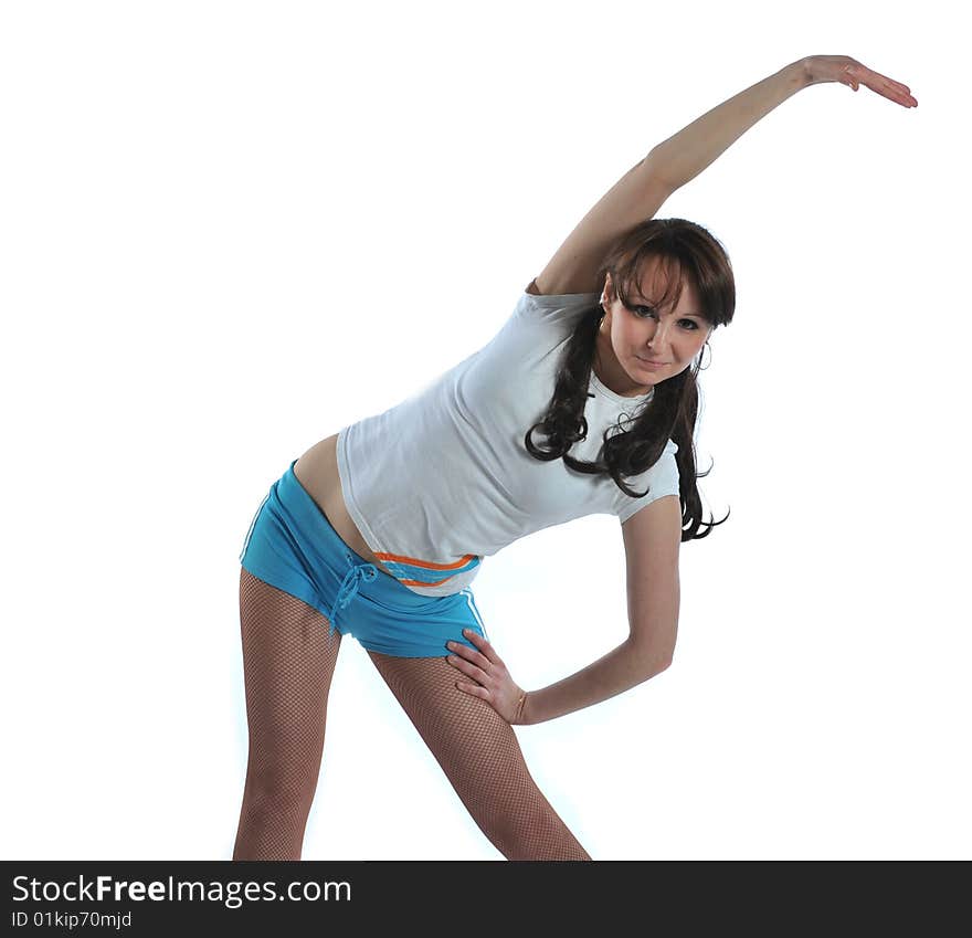 Young sportswoman isolated on white background. Young sportswoman isolated on white background