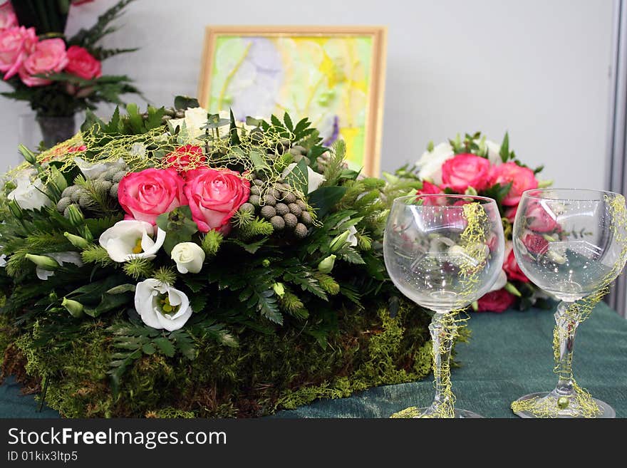 Flowers and glasses