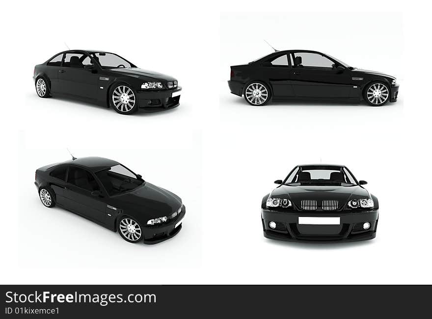 Four views of cool sportcar