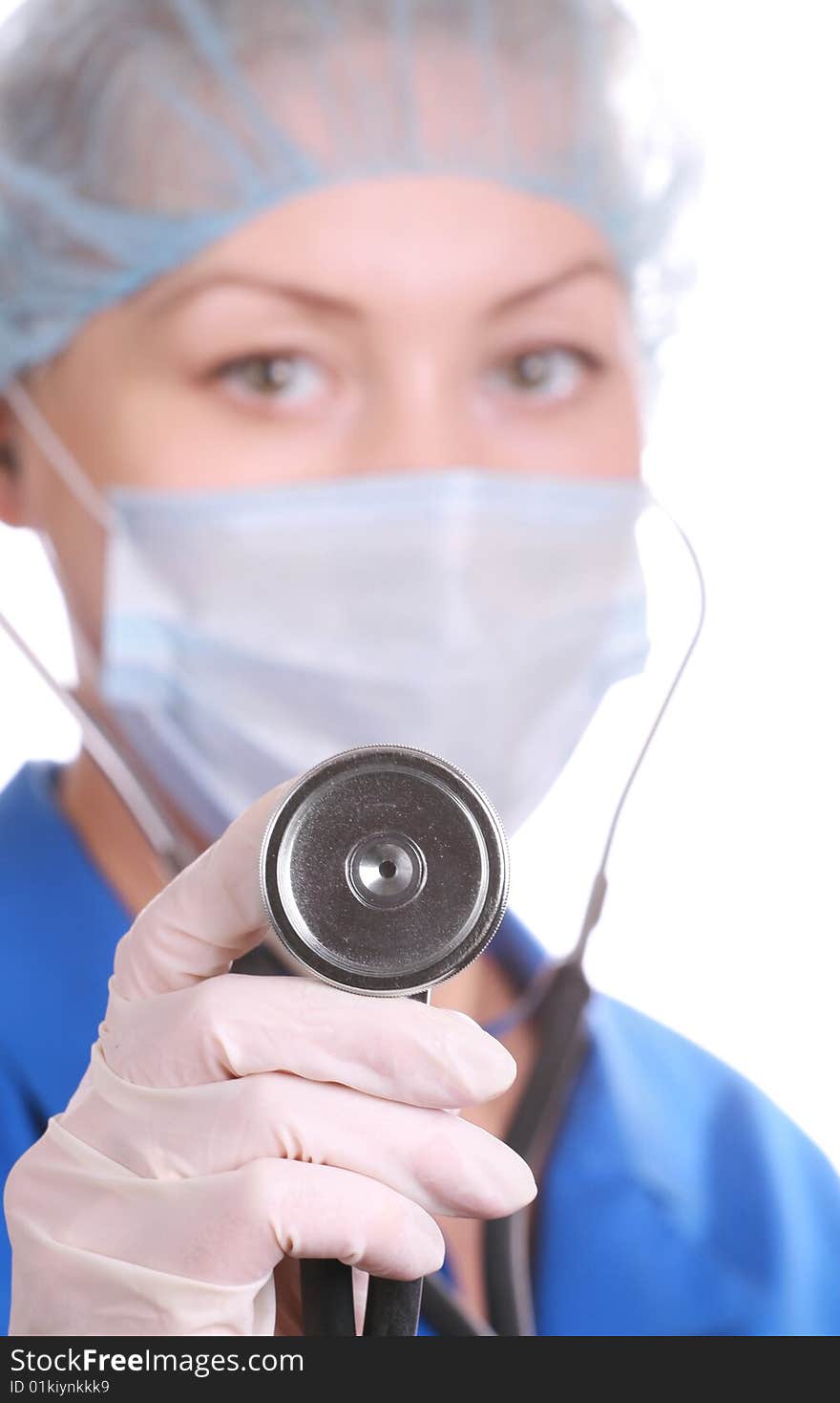 Doctor with a stethoscope, isolated on a white background. Doctor with a stethoscope, isolated on a white background