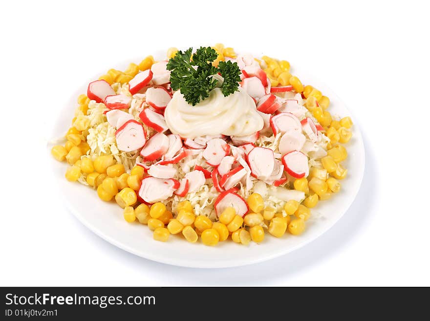 Salad isolated white corn mayonnaise