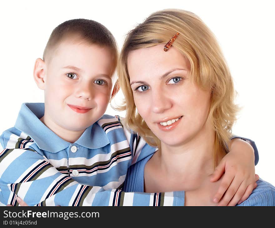 The little boy with mum on the isolated. The little boy with mum on the isolated