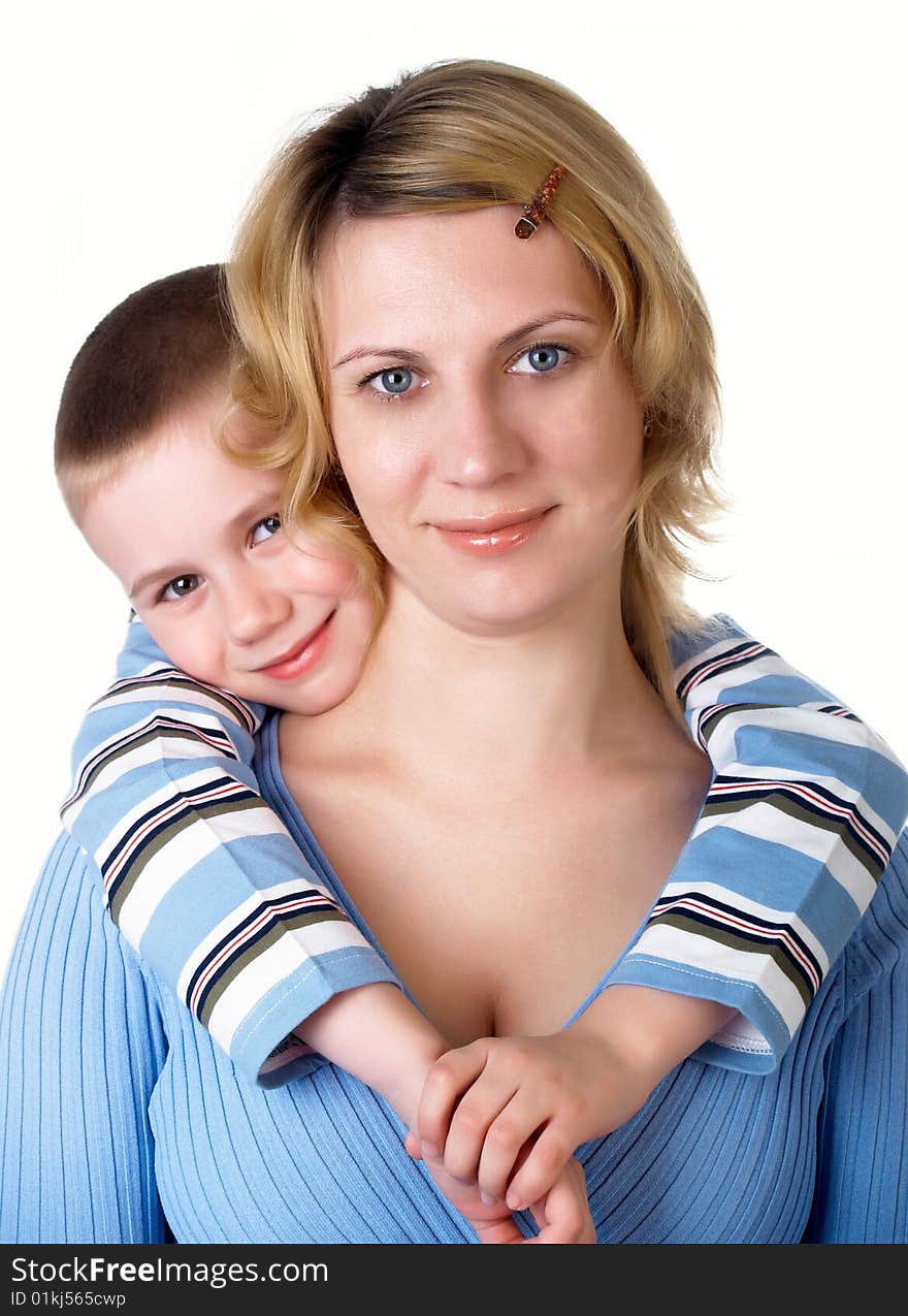 The little boy with mum on the isolated. The little boy with mum on the isolated