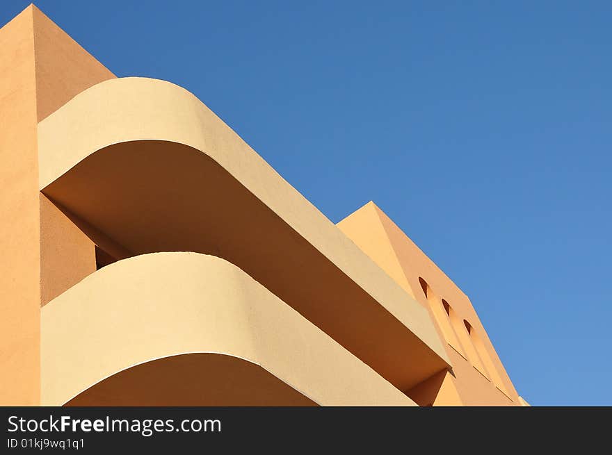 Modern building. Terrace of a hotel or house. Modern building. Terrace of a hotel or house